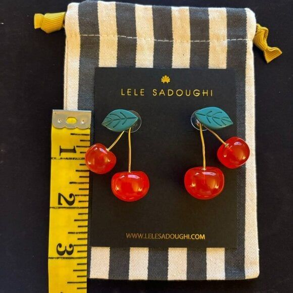 Brand New. $158 Lele Sadoughi Cherry Post Earring - Picture 7 of 7